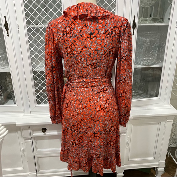 Maje Ruffled Leopard-Print Crepe Wrap Mini Dress - Picture 5 of 12